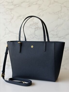 Tory Burch Navy Emerson Small Tote Crossbody Bag